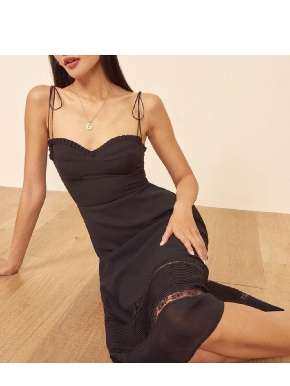 Reformation Ronan Black Midi Slip Dress